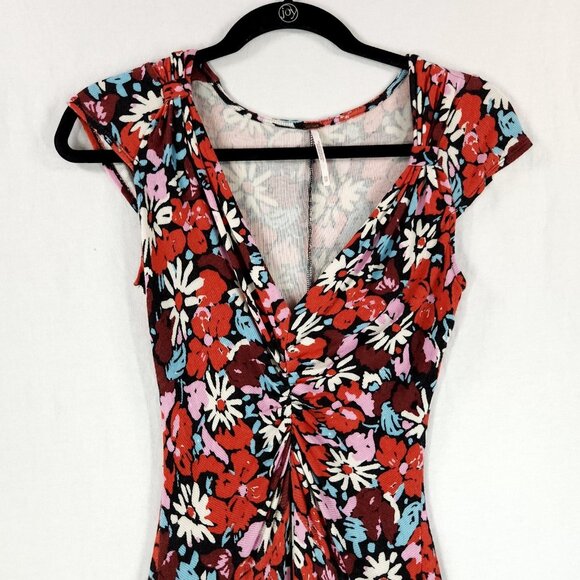 Free People Fit and Flare Dress Size XS Key to Your Heart Floral Mini Ribbed - Picture 4 of 15